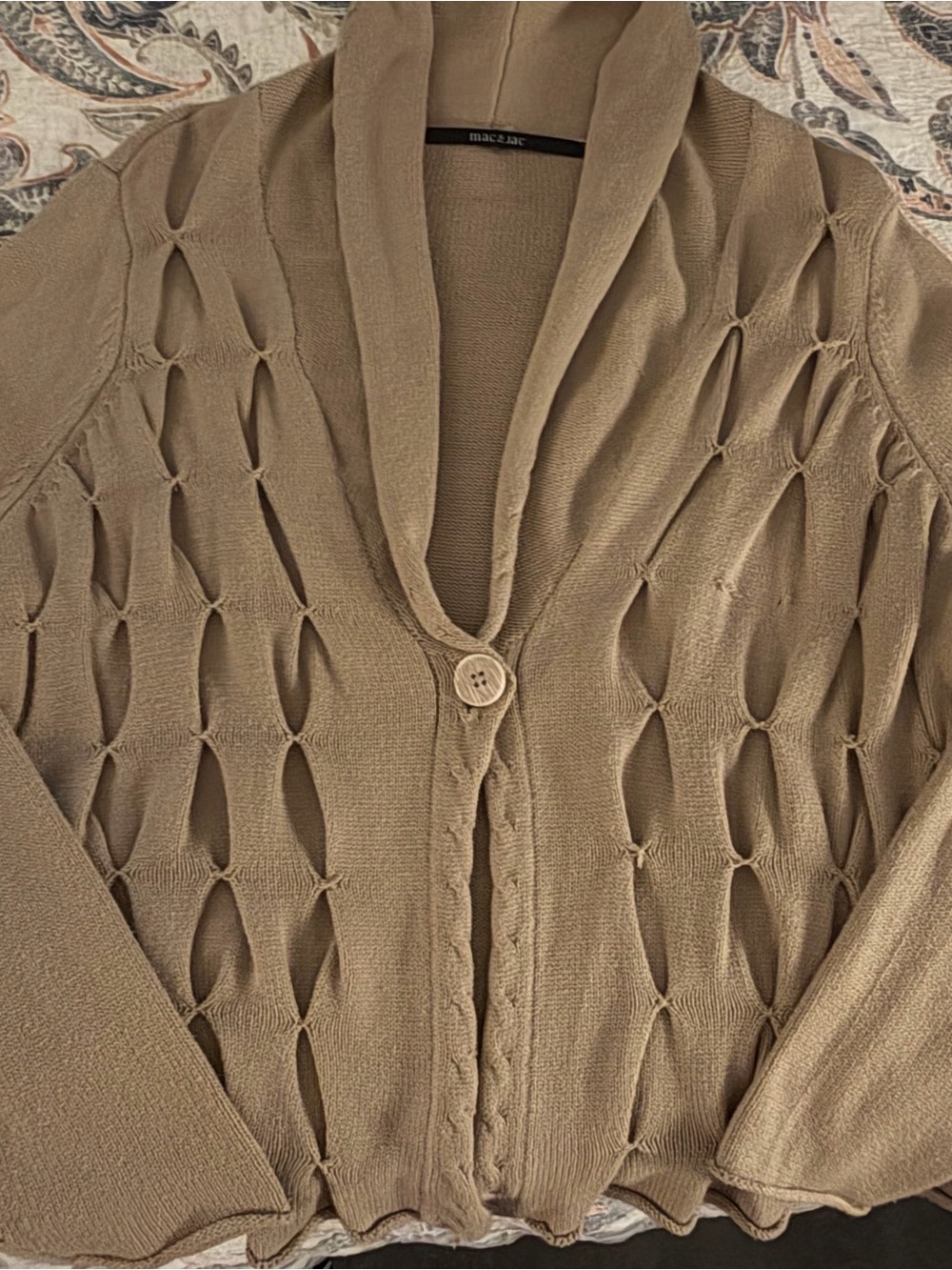 Mac & Jac • Open Knit, Shawl-Collar Cardigan/Sweater • Size XL